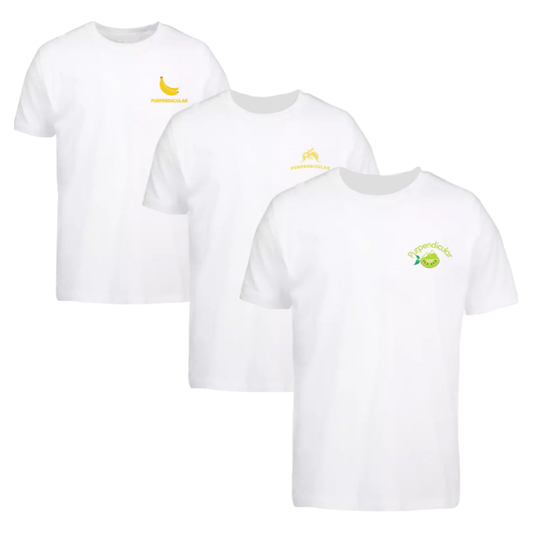 Fresh kollektion - BUNDLE 3 Hvide fresh T-shirts med kiwi, æble og banan 